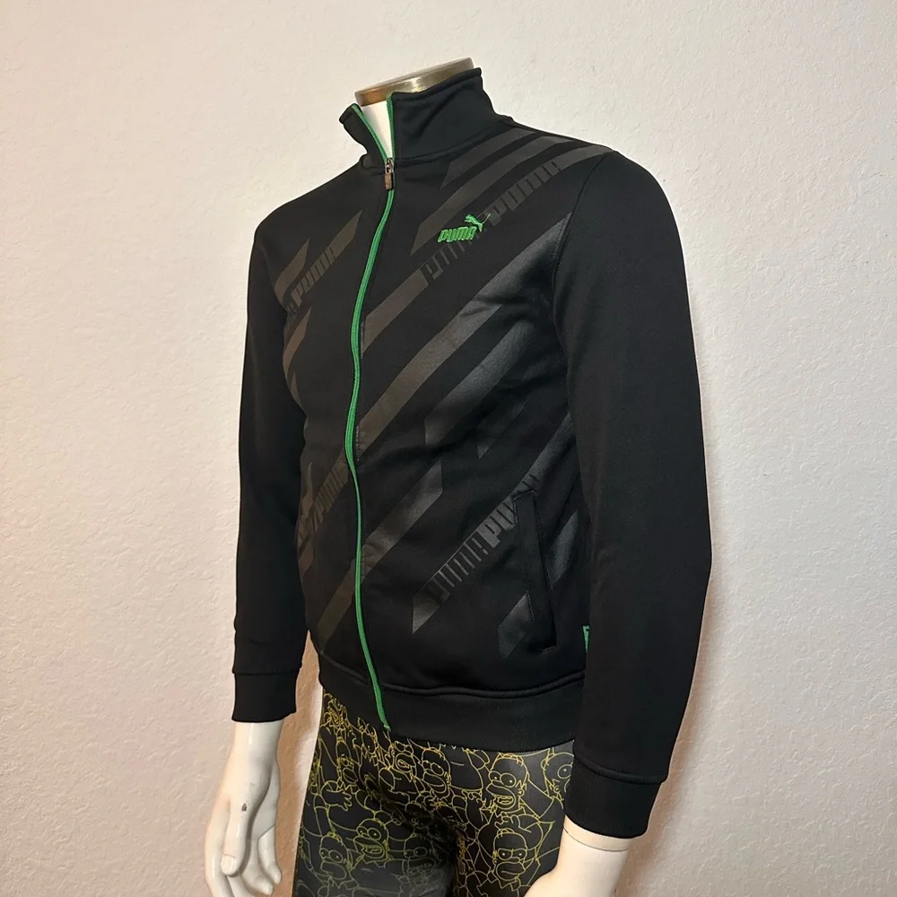 Puma Jacket  Boys Large Black/Green Full Zip New No Tag - Picture 2 of 11
